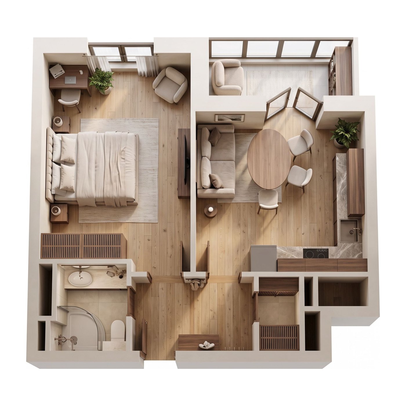 AI Studio result: a furnished top view