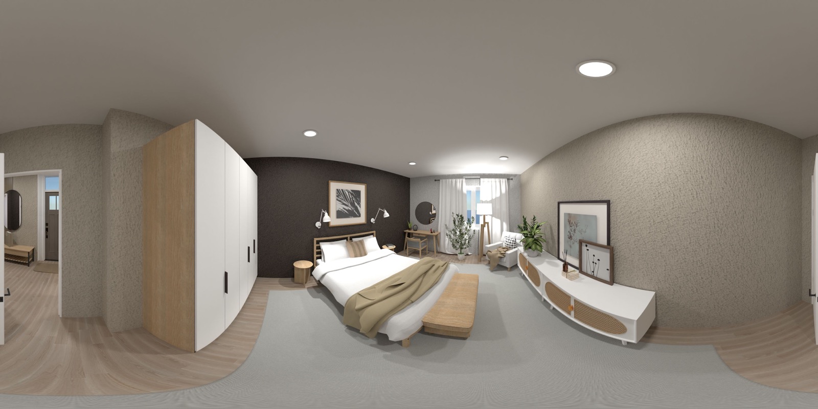 One 360° panorama of the living room, flat