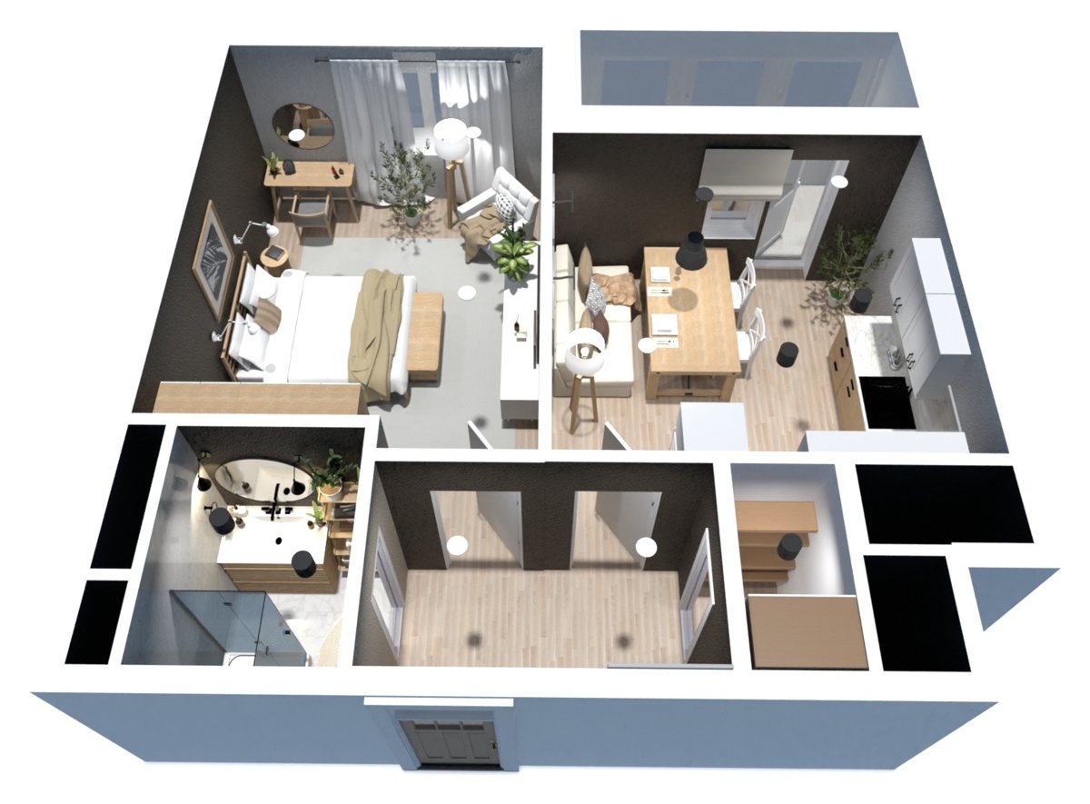 The apartment as a Planner 5D 3D project